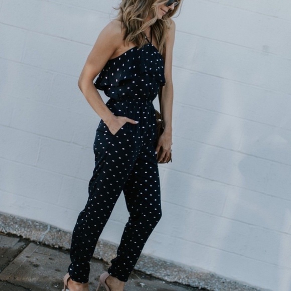 Vici Pants - Vici Polka Dot Halter Jumpsuit